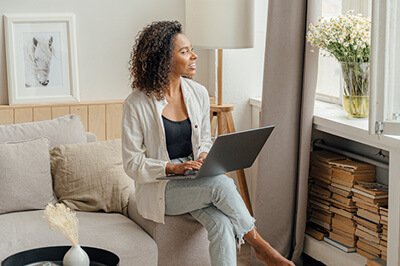 A woman on a laptop